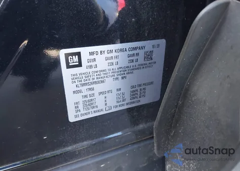 2021 Chevrolet Trailblazer Fwd Ls z USA, uszkodzony, nr VIN KL79MMS26MB083667